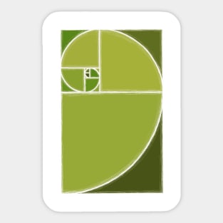 olive green fibonacci spiral Sticker